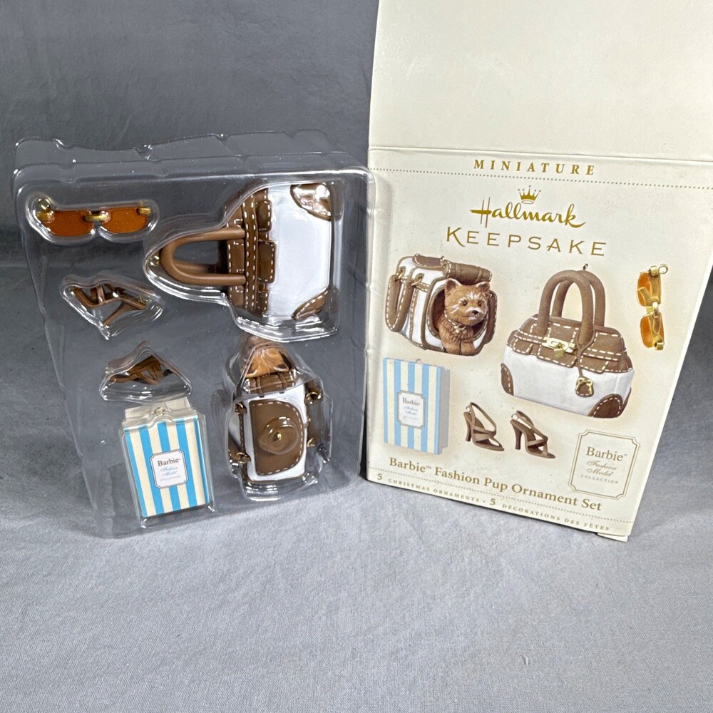 2006 Hallmark Keepsake Barbie Fashion Pup Miniature Ornament Set QXM6336 NIB